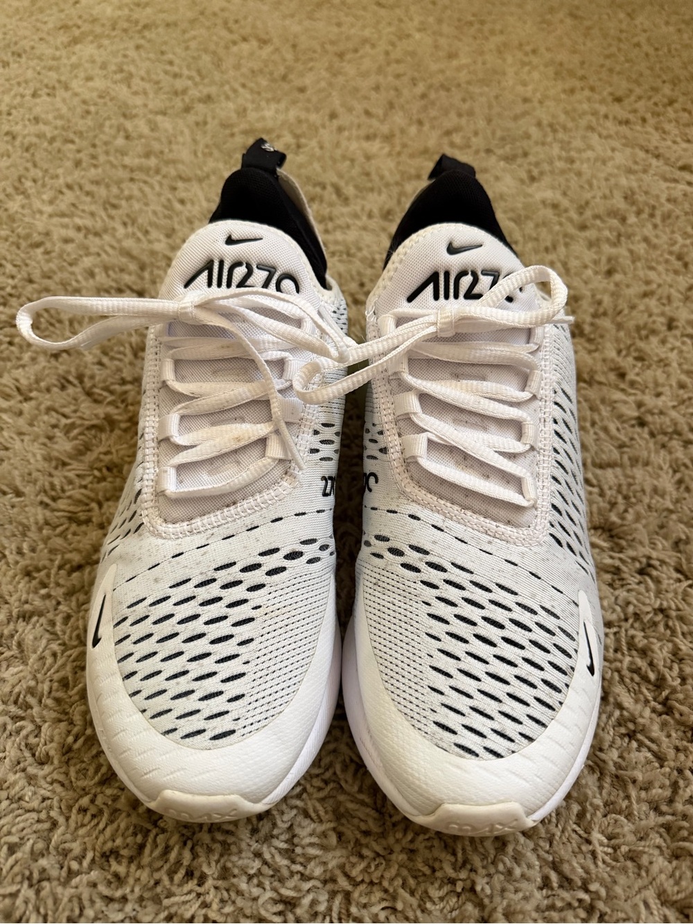 Nike Kids Air270 White and Black Athletic Sneakers